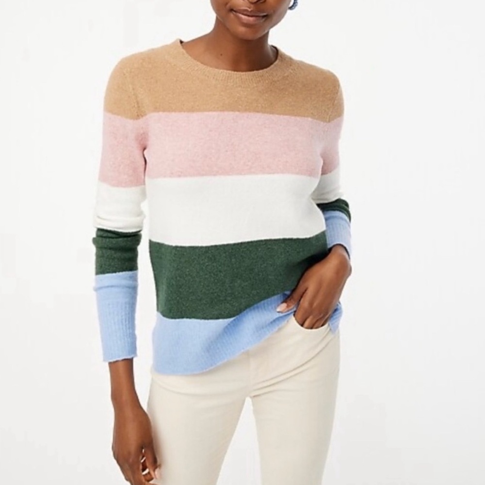J. Crew Multicolor Striped Crew Neck Sweater